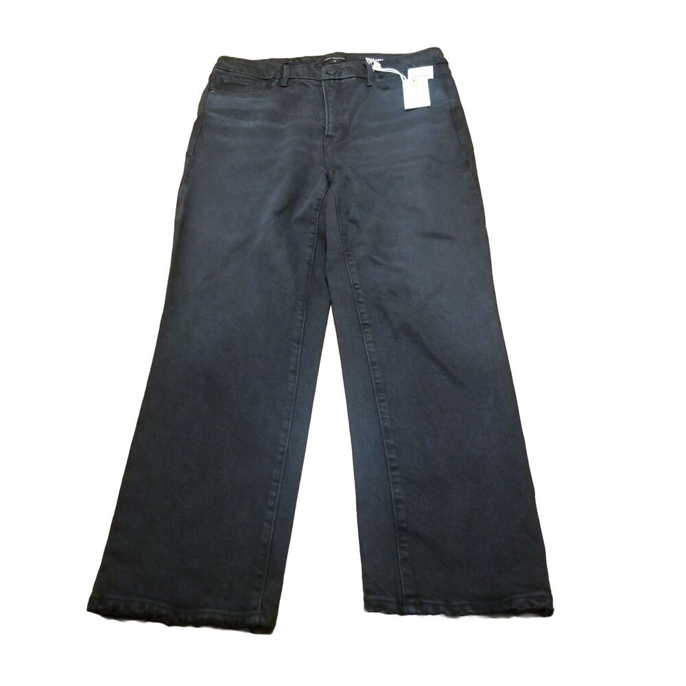 NWT Good American Jeans Women Size 15 Good Legs Straight Black Raw Hem (32×27.5)